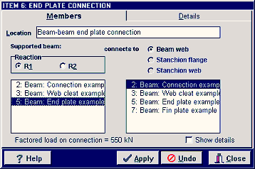 Connection member dialog