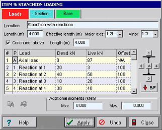 Stanchion dialog load page